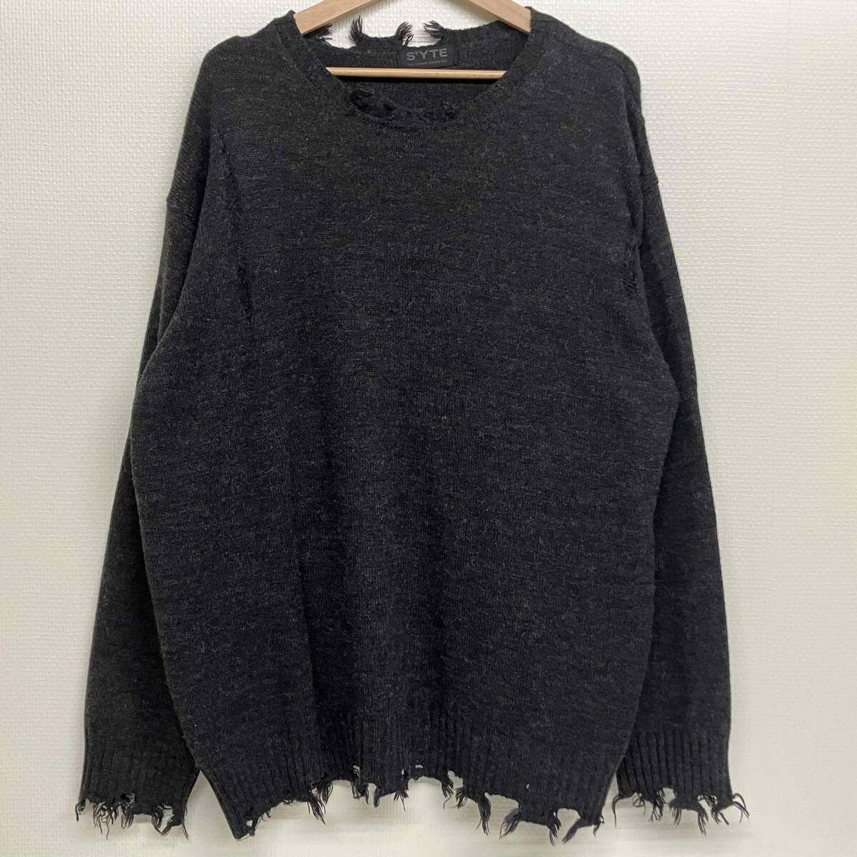 S YTE YOHJI BULKY WOOL DAMAGE ROUND NECK サイト ヨウジ ヤマモト 長袖ニットセーター 23 AW UU-K 40-613 サイズL