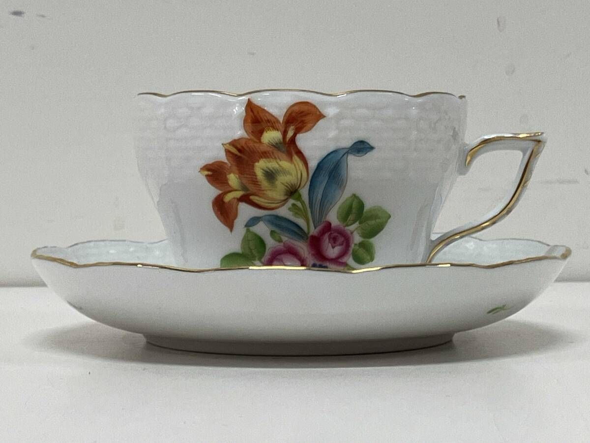 HERENDヘレンド HVNGARYハンガリー 花絵付け カップ-ソーサー 2513 洋食器 ブランド食器 超