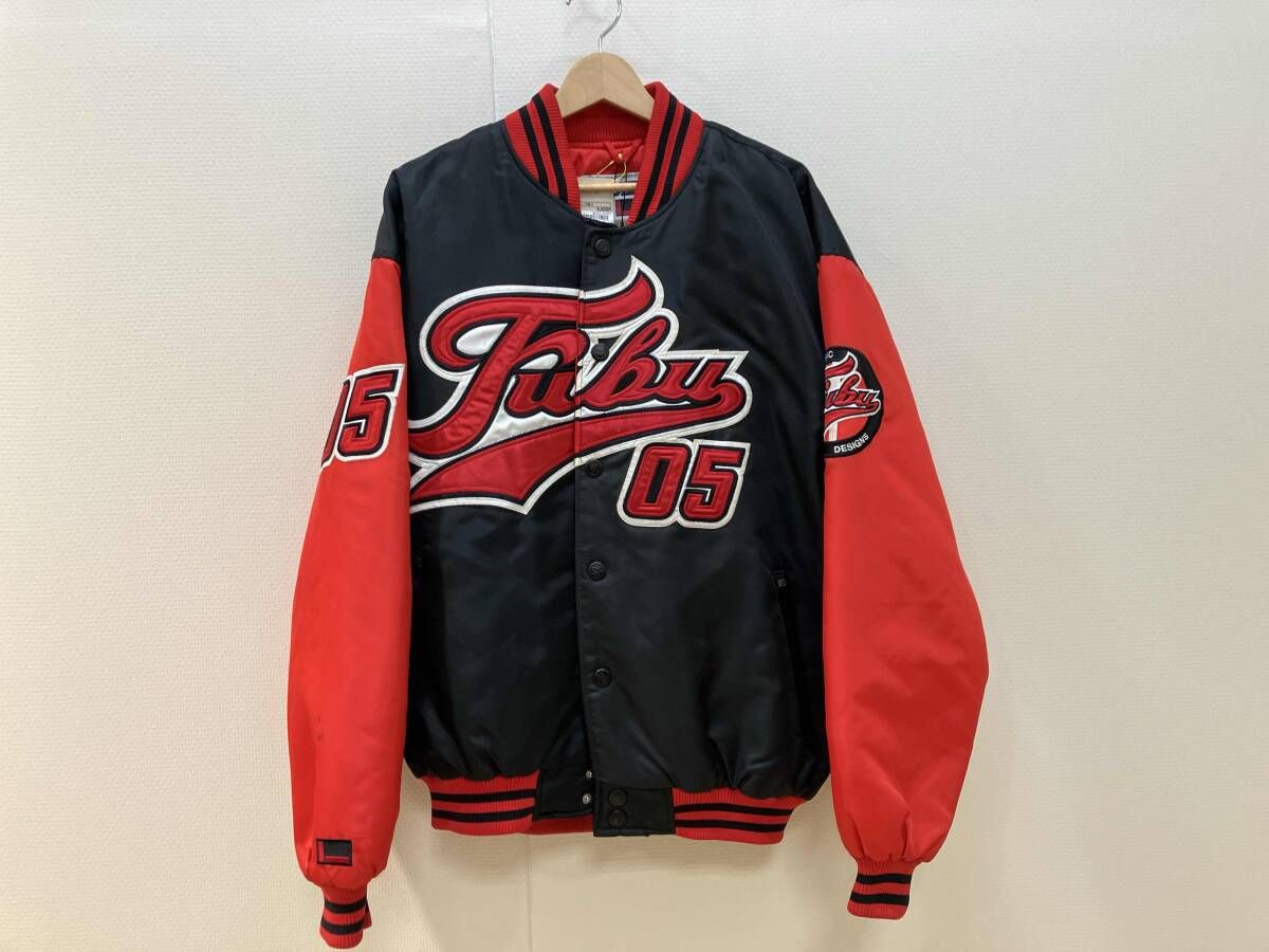 FUBU フブ スタジアムジャンパー 黒 赤刺繍 スタジャン 古着 ヴィンテージ 90 s～00 s Lサイズ ナイロン