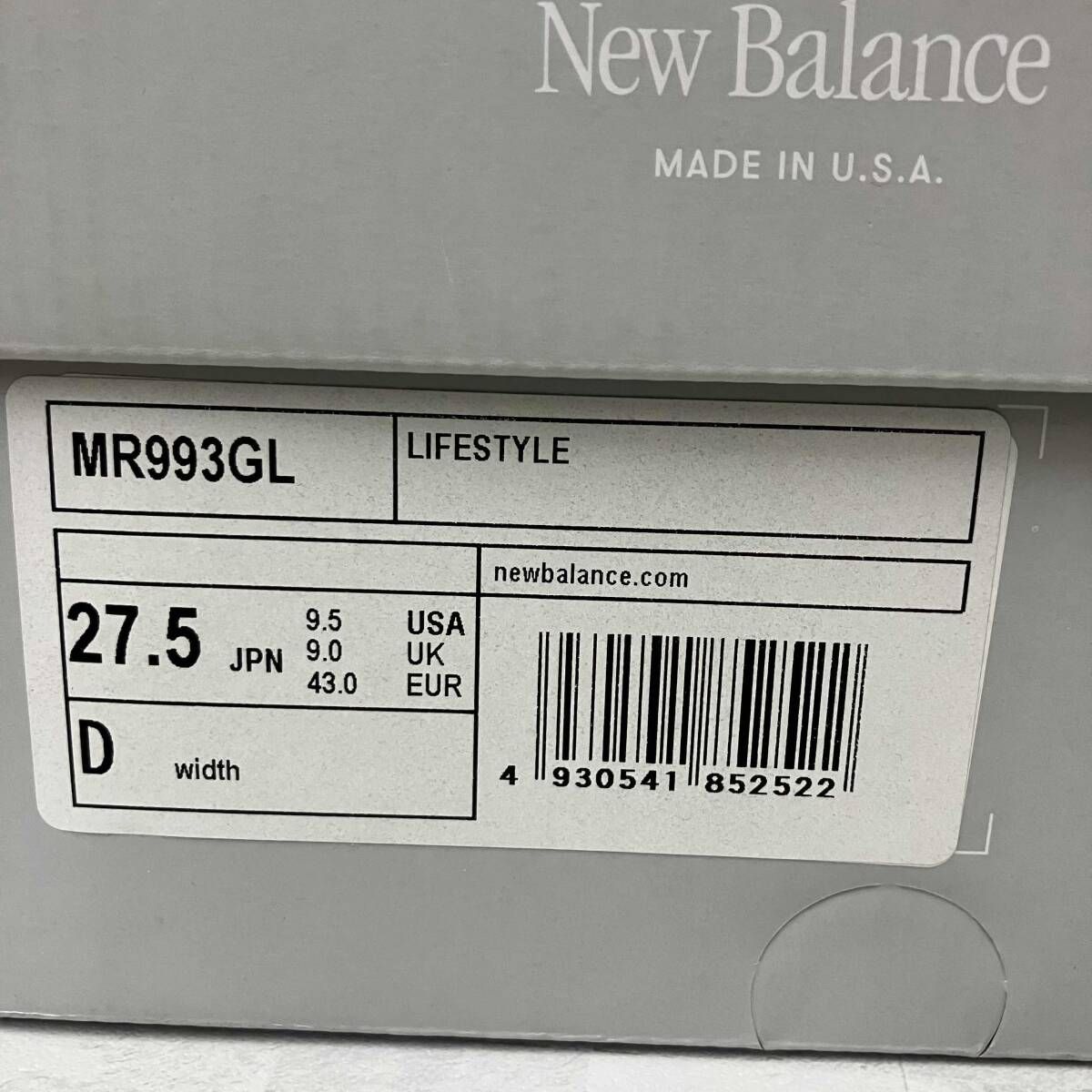 New Balance ニューバランス スニーカー MR993GL 27.5cm グレー 箱あり
