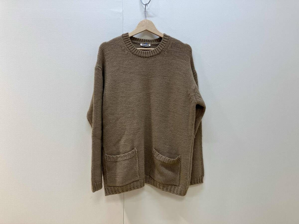 AURALEE オーラリー WOOL FELT YARN KNIT P|O ニット セーター サイズ4 茶 ブラウン ウール メンズ