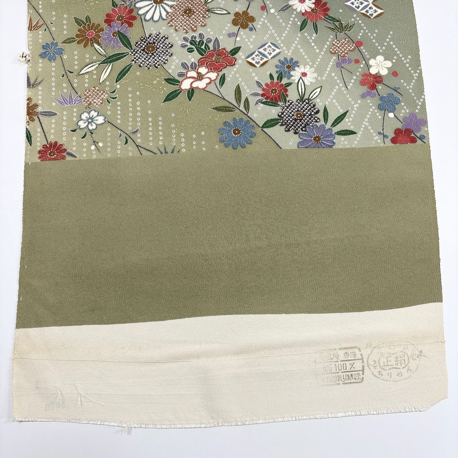  小紋 着尺 反物 1本 正絹 同梱 リメイク用 草花模様 和裁練習用 1101 小紋 着物反物