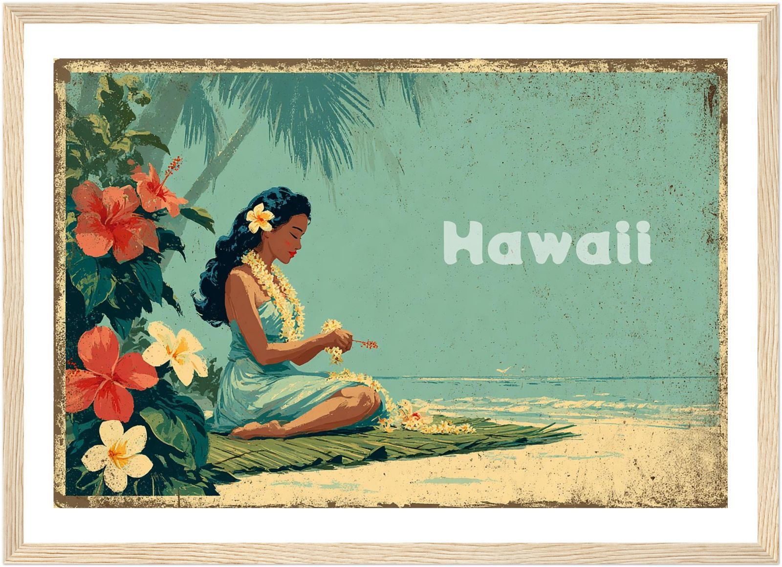 1940s vintage 3D ハワイアンヘッド 壁掛け ハワイアンアート A4｜レイ