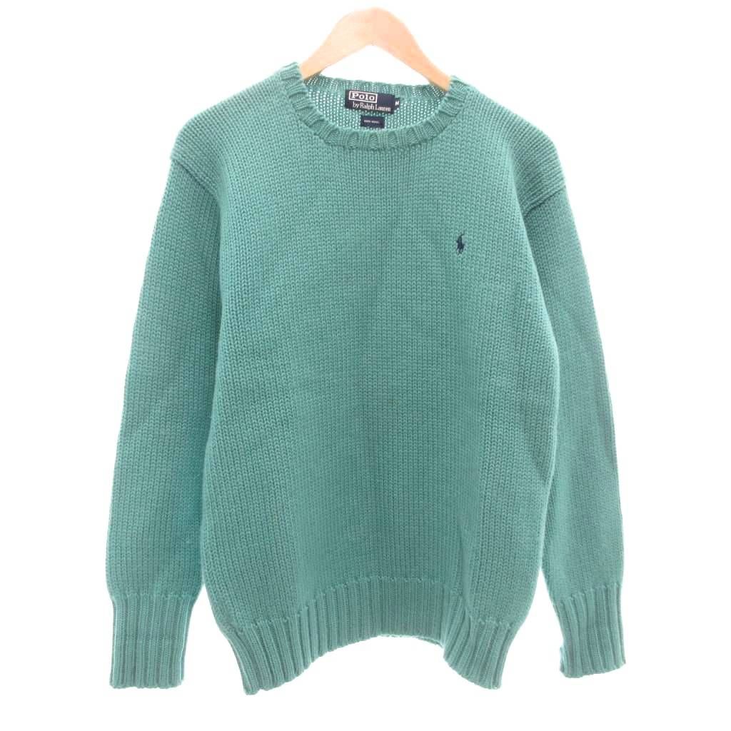 ポロ バイ ラルフローレン Polo by Ralph Lauren ニット セーター M 長袖 ロゴ 刺繍 緑 グリーン |AE GY 06