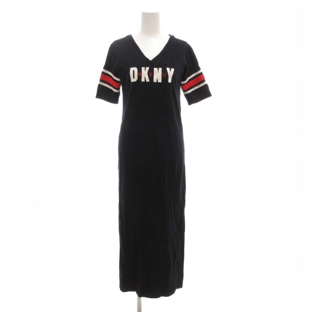 ダナキャランニューヨーク DKNY ヴィンテージ ワンピース マキシ ロング 半袖 紺 ネイビー |AE GY 06
