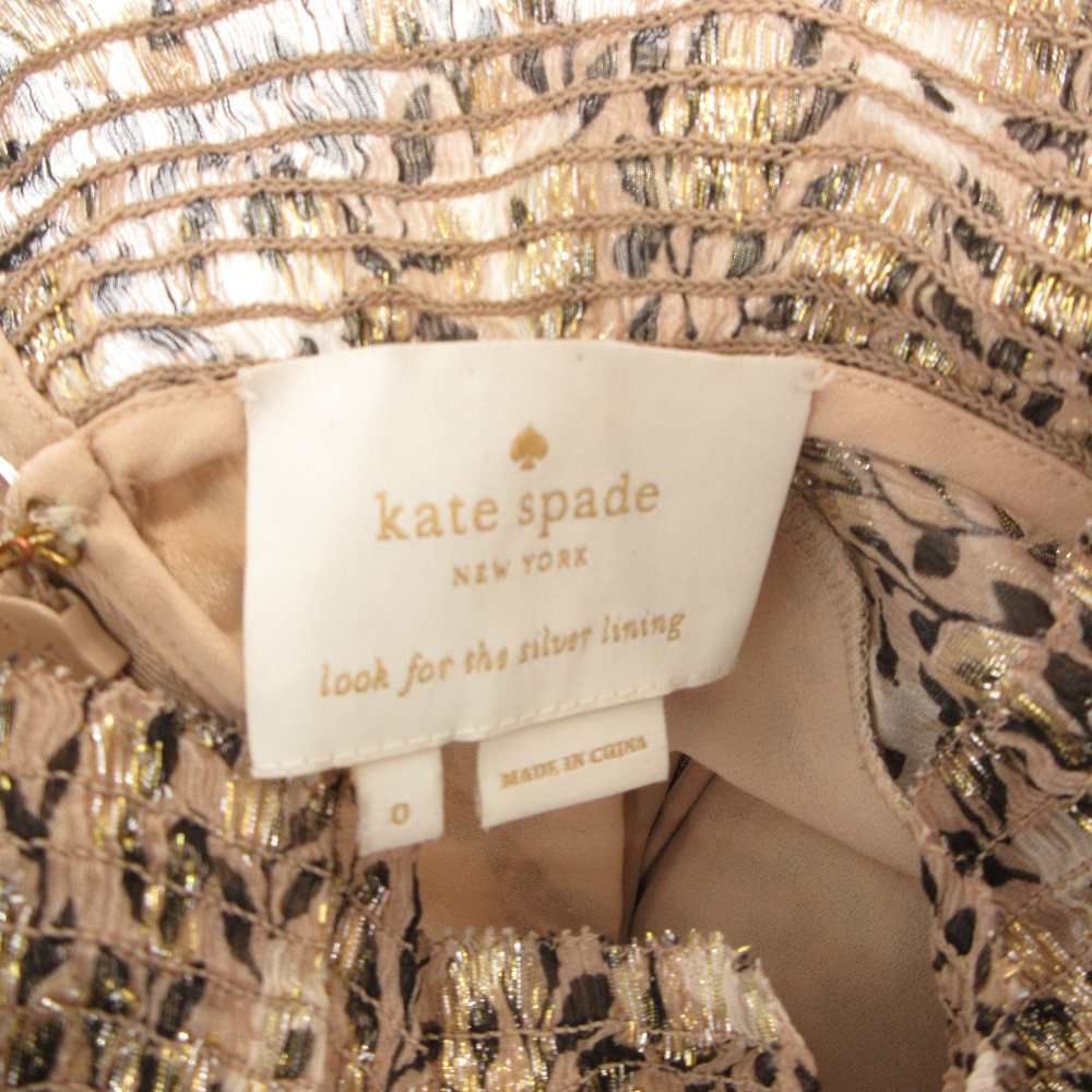 新品✨ケイトスペード　総柄 ノースリーブ ワンピース シルク ベージュ XS Kate Spade(ケイトスペード) 花柄ワンピースJ219 J219 ブルー サイズ 4