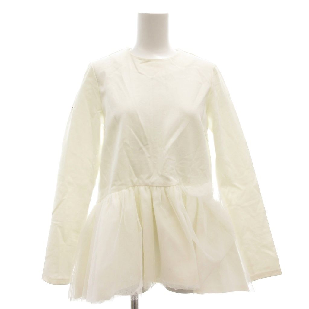 ツル バイ マリコオイカワ TSURU by Mariko Oikawa チュールペプラムトップス カットソー 長袖 34 切替 白 ホワイト |GV GY 06