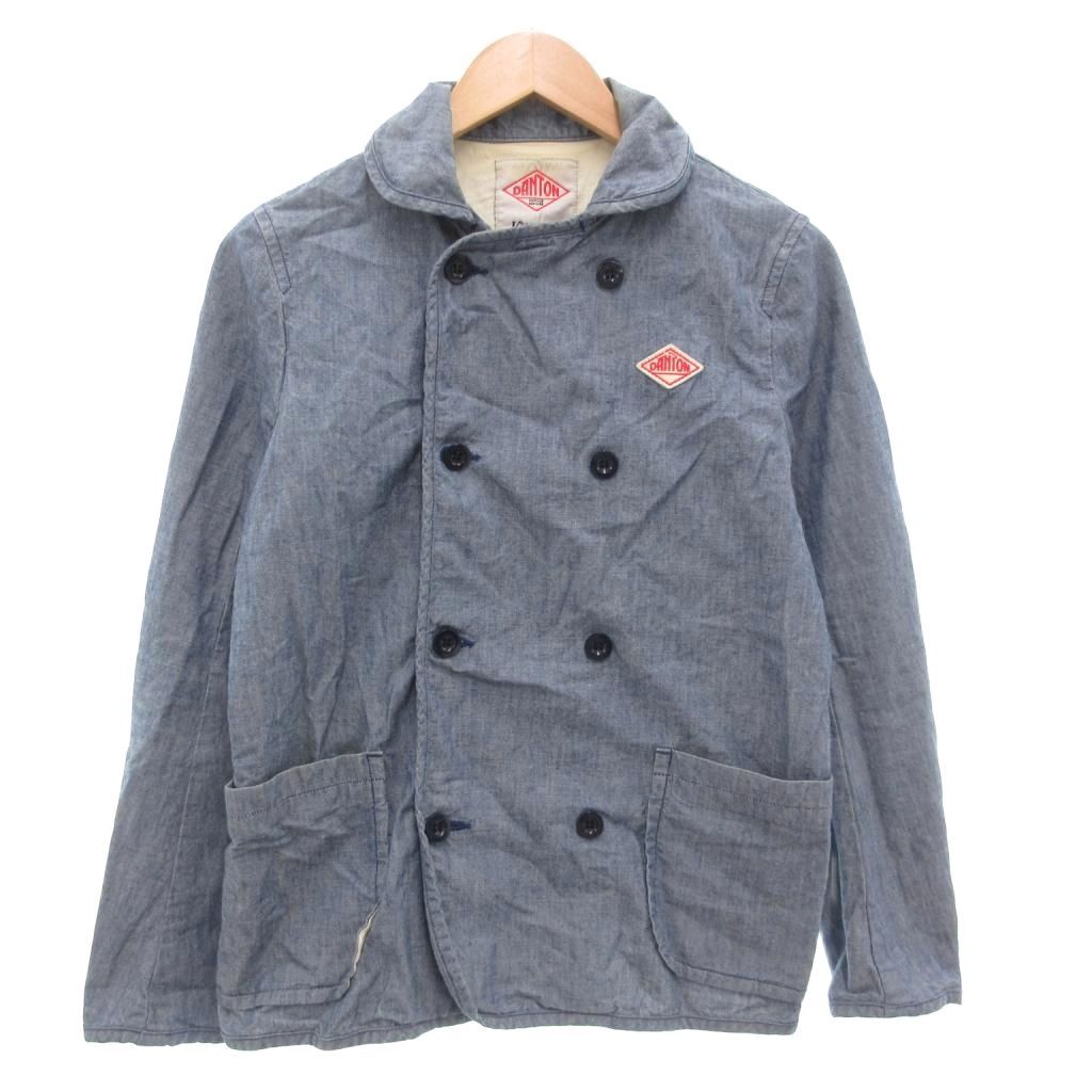 ダントン DANTON ジャケット 36 ロゴ コットン 水色 ライトブルー |AE GY 06