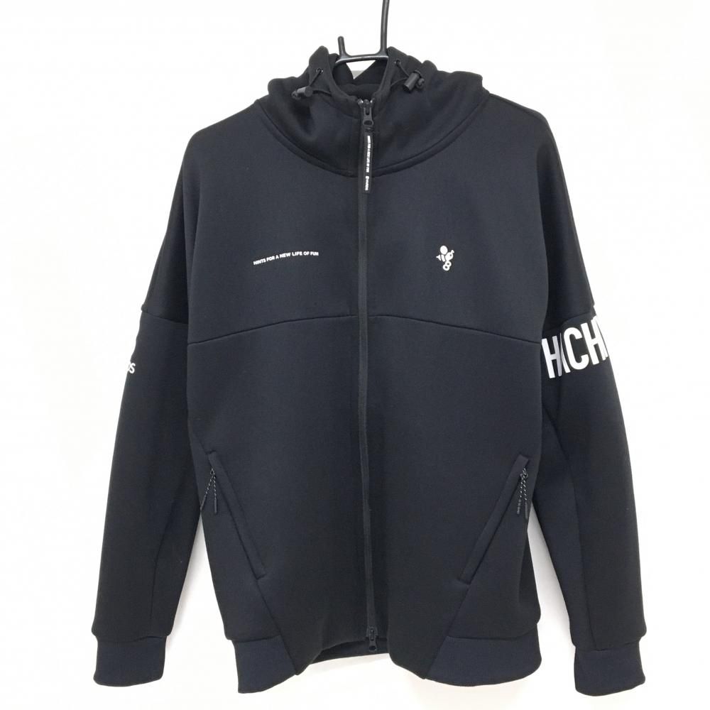 ハチヤーズ ジップパーカー 黒×白 ロゴプリント ジャケット メンズ XL ゴルフウェア 8 YARDS