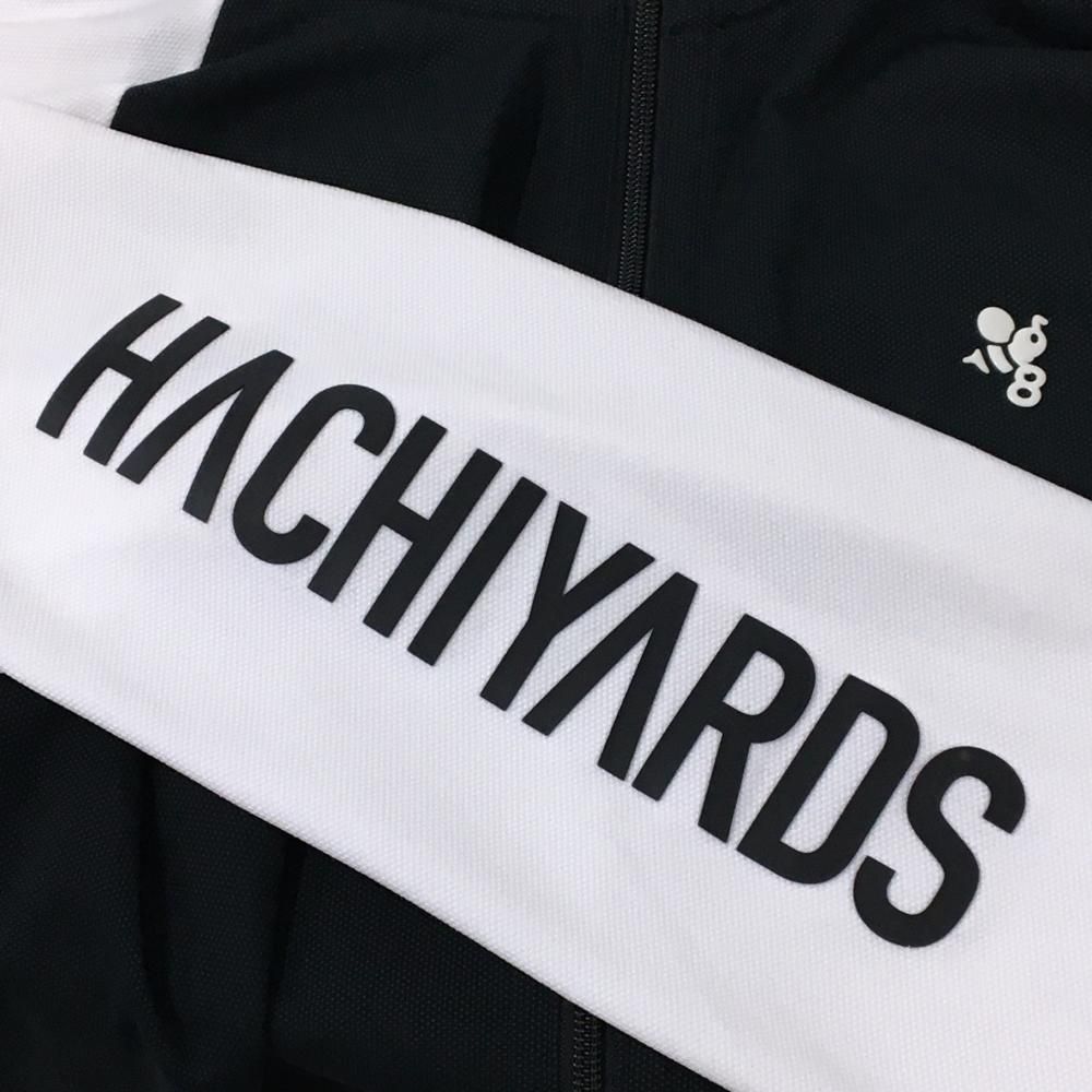 ハチヤーズ ジップパーカー 黒×白 ロゴシルバー 薄手 ジャケット