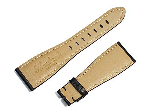 輸入王オリジナル 時計パーツ ガガミラノと互換性あり マニュアーレ 48 mm用 ベルト 型押しクロコ 社外品 ブラック abc 1 a 75