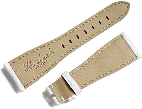 輸入王オリジナル 時計パーツ ガガミラノと互換性あり マニュアーレ 48 mm用 ベルト 型押しクロコ 社外品 白 ホワイト ecc 4 a 53 c