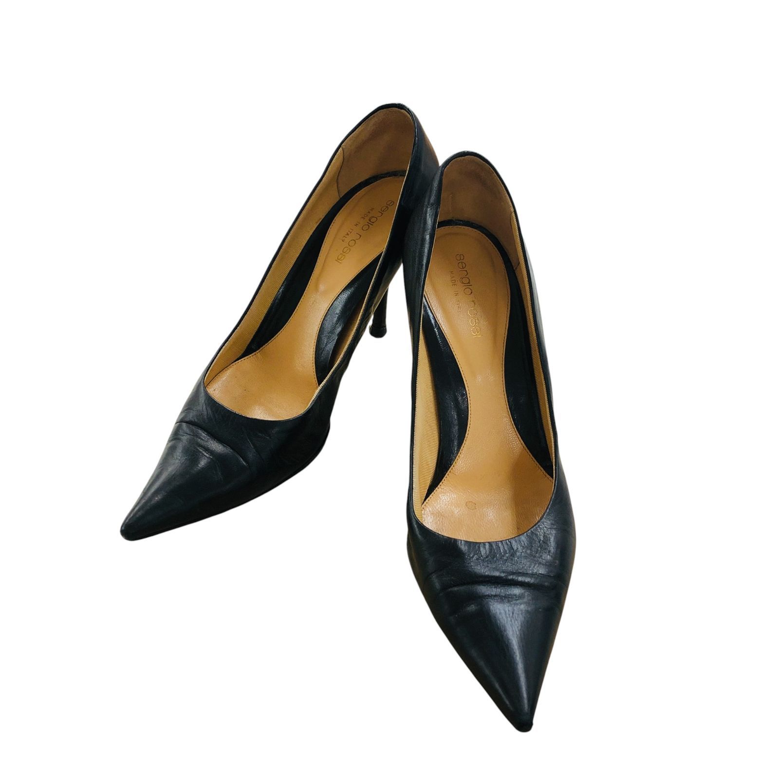 ZK23 Sergio Rossi ピンヒール ハイヒール ポインテッドトゥ 黒 サイズ