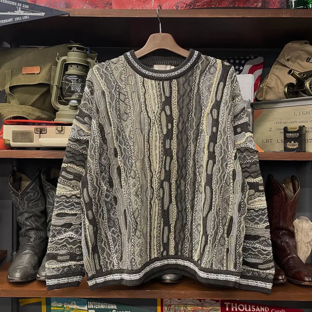 クージー COOGI オリジナル 3 D ケーブル ヴィンテージ ヒップホップ ニット セーター N 398