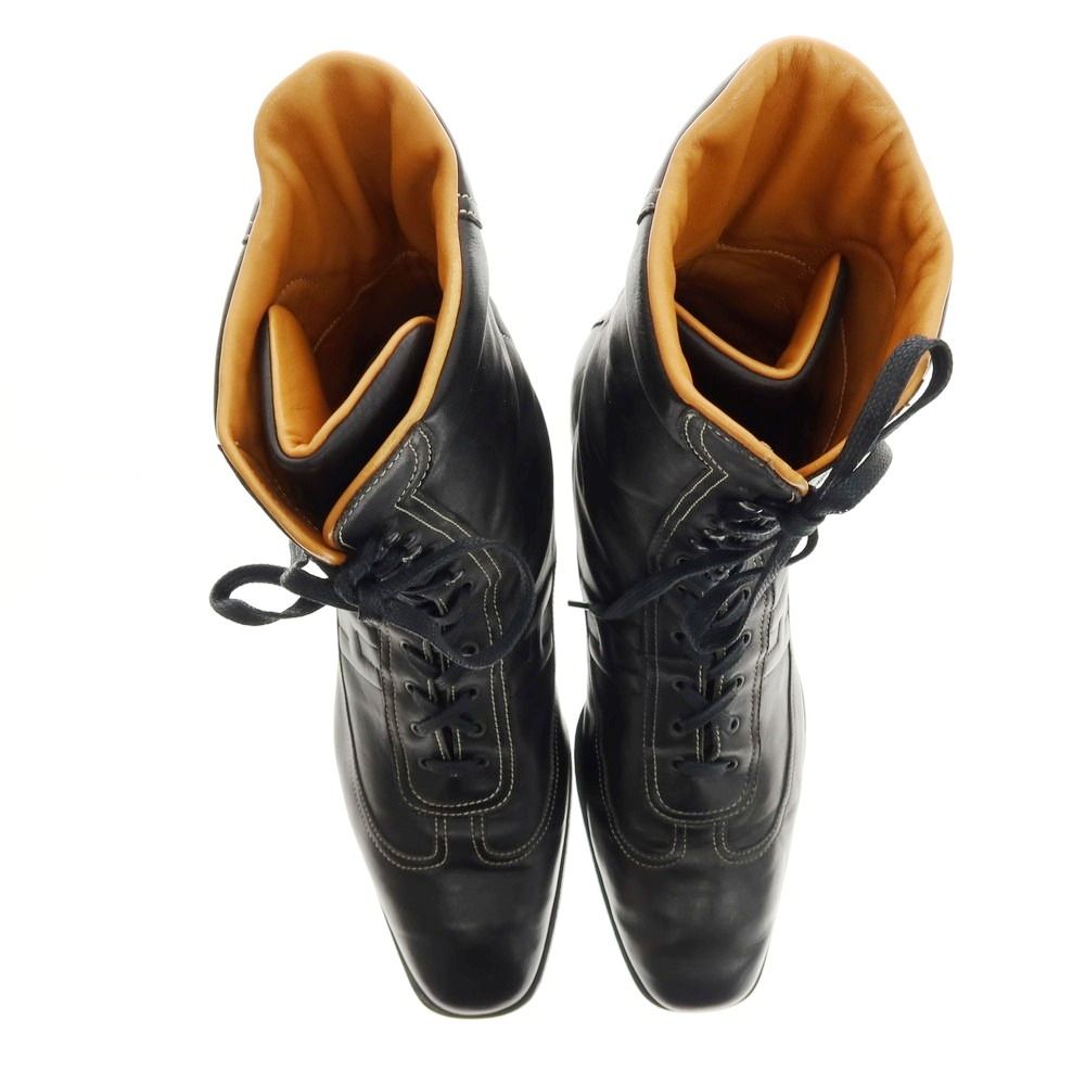 エルメス HERMES レザー ロングブーツ ブラック サイズ41 1|2 メンズ