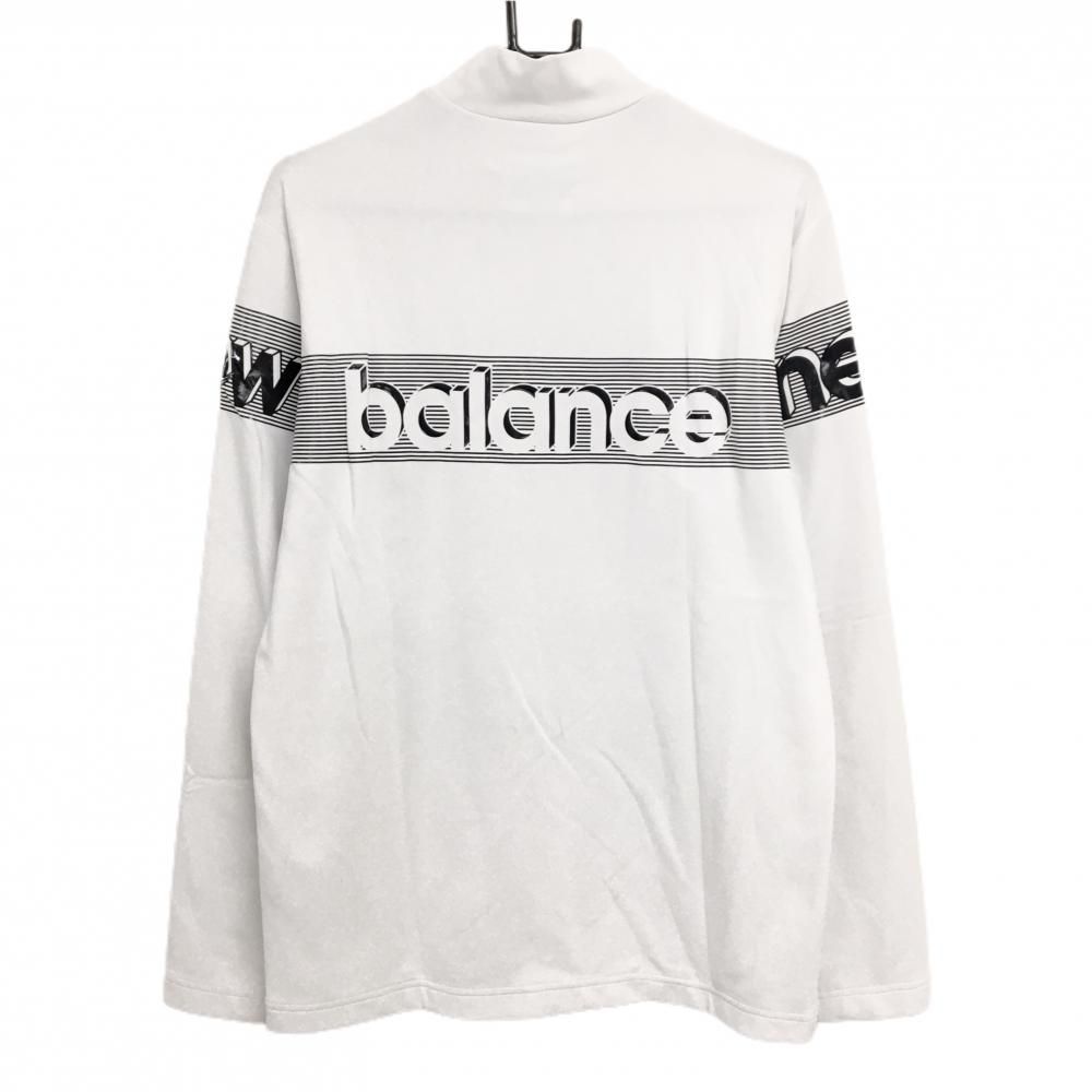 美品】ニューバランスゴルフ 長袖ハイネックシャツ 白×黒 胸元ロゴ 裏