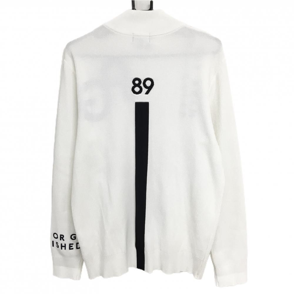 パーリーゲイツ ニットジャケット 白×ネイビー コットン混 メンズ 5(L