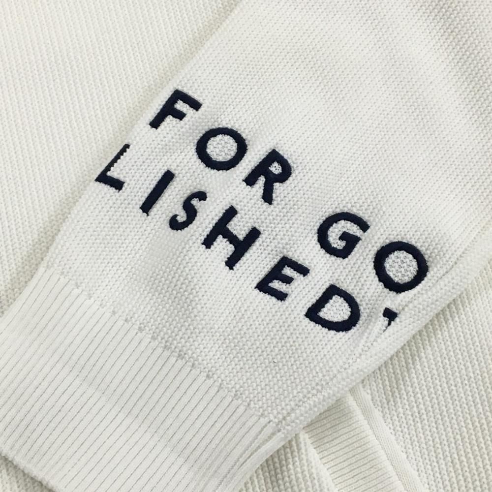 パーリーゲイツ ニットジャケット 白×ネイビー コットン混 メンズ 5(L