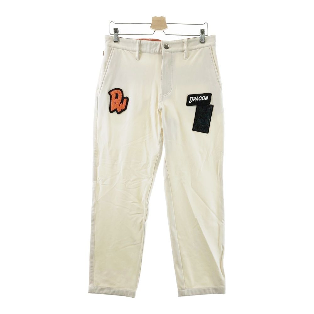 サイズ 2 DANCE WITH DRAGON ダンスウィズドラゴン 裏起毛 ストレッチパンツ ワッペン ホワイト系 ゴルフウェア メンズ ストスト