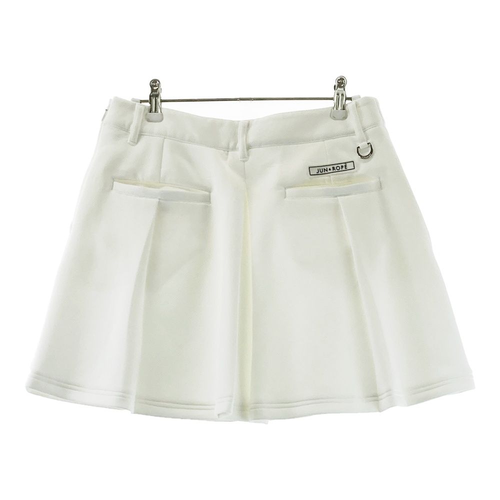 美品 ジュンアンドロペ ゴルフ ストレッチ プリーツ スカート 白 サイズ：L JUN&ROPE ジュン アンド ロペ ストレッチ プリーツスカート