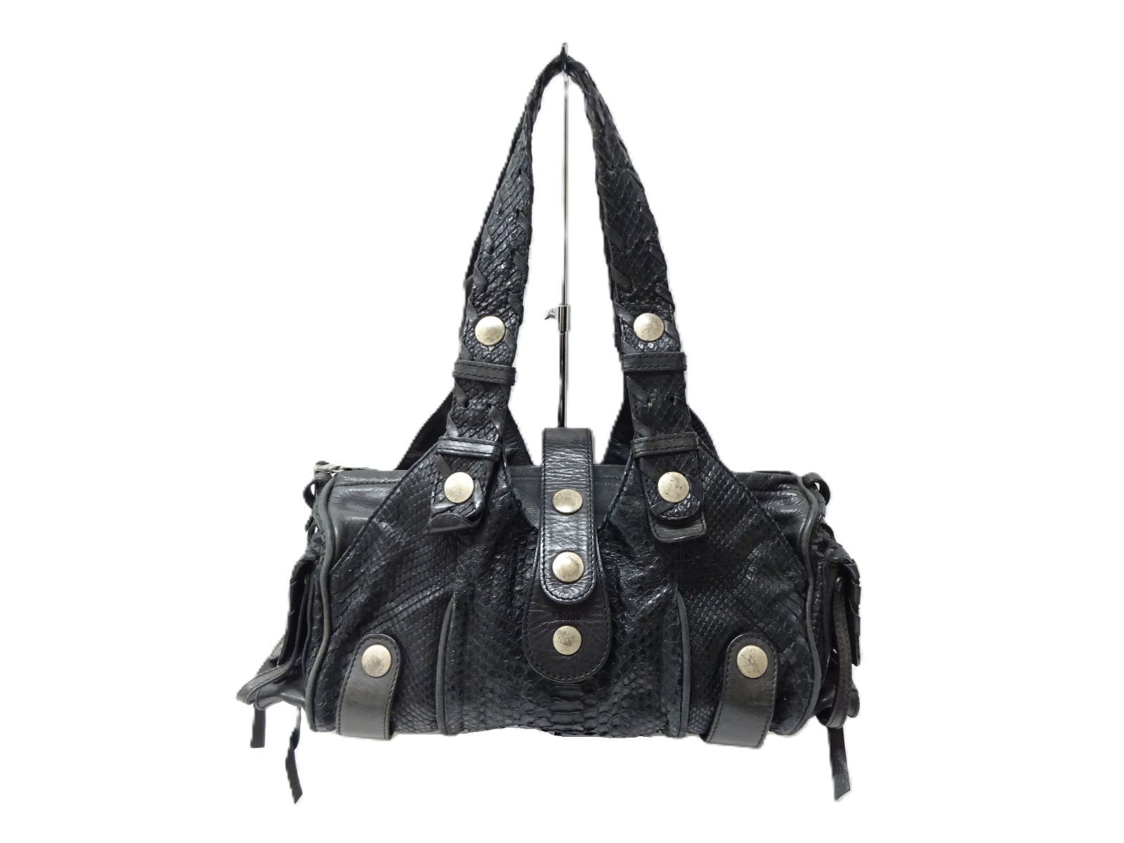 Chloe クロエ silverado シルベラード ブラック シルバー パイソン ハンドバッグ