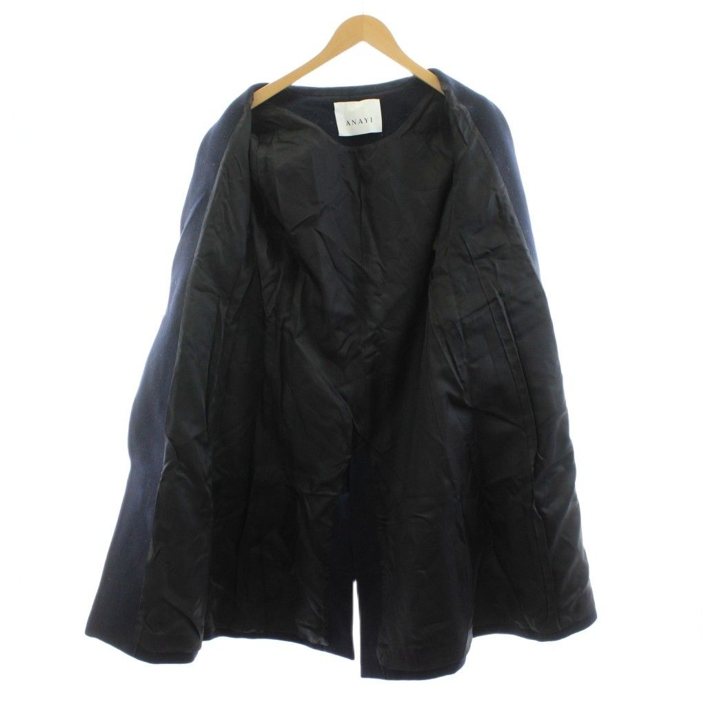 【中古】アナイ ANAYI ライトビーバーVカラーコート ノーカラー ロング ウール 36 ラベンダー 101927-17-130 アナイ ANAYI ライトビーバーVカラーコート ノーカラー ロング ウール