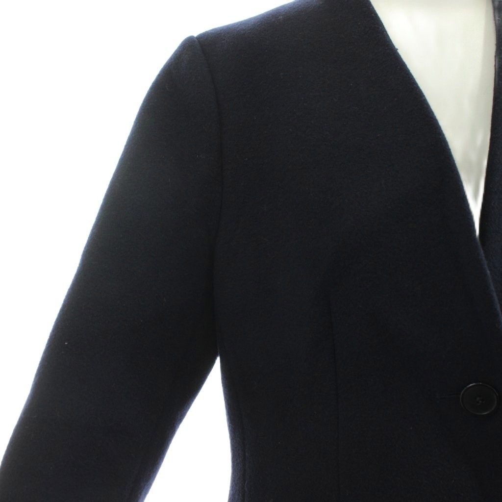 アナイ ANAYI ライトビーバーVカラーコート ノーカラー ロング ウール