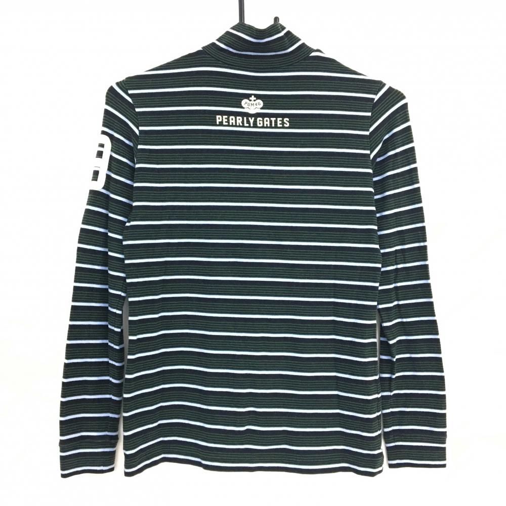 パーリーゲイツ 長袖 モックネック ウェア ブラック ボーダー サイズ7 パーリーゲイツ PG 配色ボーダーモックネック長袖カットソー
