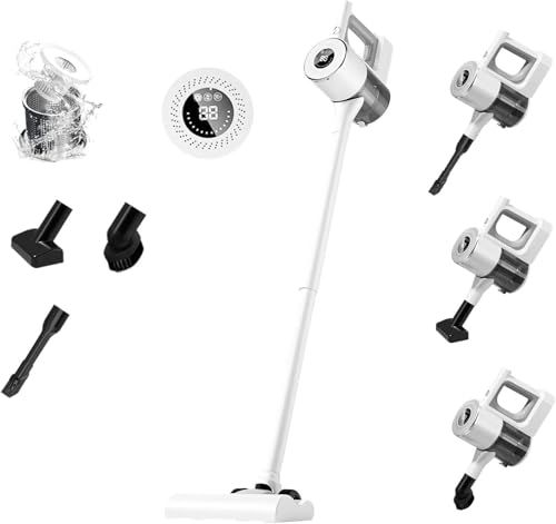 迅速に発送 掃除機 コードレス 2025革新版! 65000 pa強力吸引 軽量 60分連続稼働 LED液晶ディスプレイ 左右180°上下90°回転 伸縮型 スティック ハンディクリーナー サイクロン HEPA多重濾過 低騒音 e 8682685