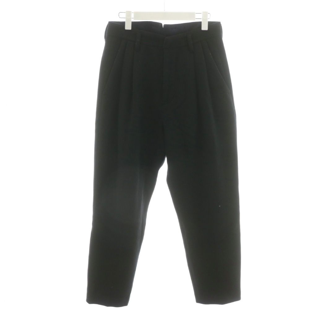 【中古】シュタイン stein.TWO TUCK WIDE TROUSERS パンツ スラックス ウール S 黒 ブラック ST098-3 /AN42 メンズ シュタイン stein.TWO TUCK WIDE TROUSERS パンツ スラックス ウール S