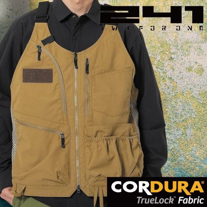 241 TWO FOR ONE トゥフォーワン AREA 241-VEST CORDURAナイロン 高機能ポケット ツールボックス フィッシングベスト アウトドアウェア MB 1351 定価2.2万 オッター F ▲050 41030 w 03