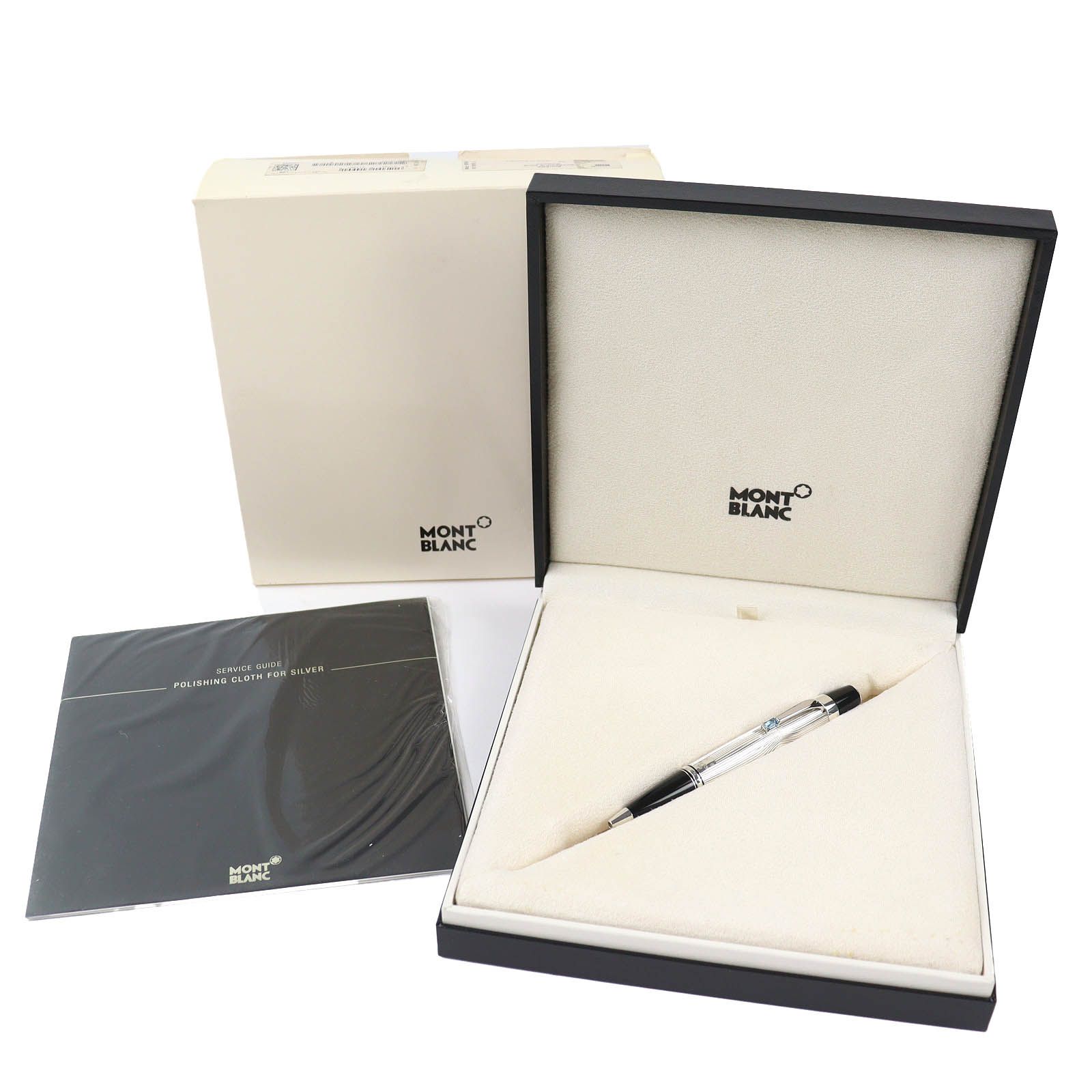 △ モンブラン 103049 ボエム アラベスク アズール ボディSV 925 ボールペン ツイスト式 シルバー ブラック 箱 ケース付き 重量32.8 g メンズ 筆記 済み