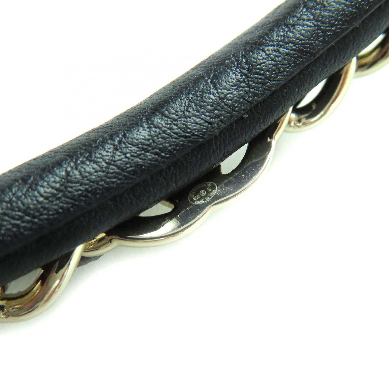 極美品☆CHANEL シャネル B22S ココマーク金具付 チェーン装飾 レザー