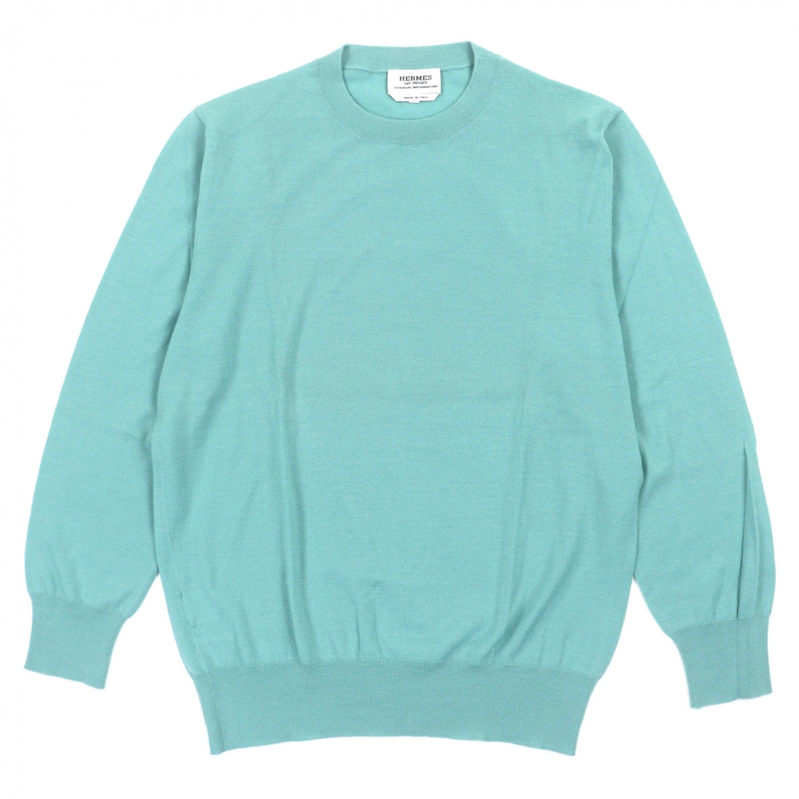極上美品 エルメス 極上カシミヤ100%セーター M イタリア製 M 極美品▽HERMES エルメス カシミヤ100% クルーネック ロングスリーブ