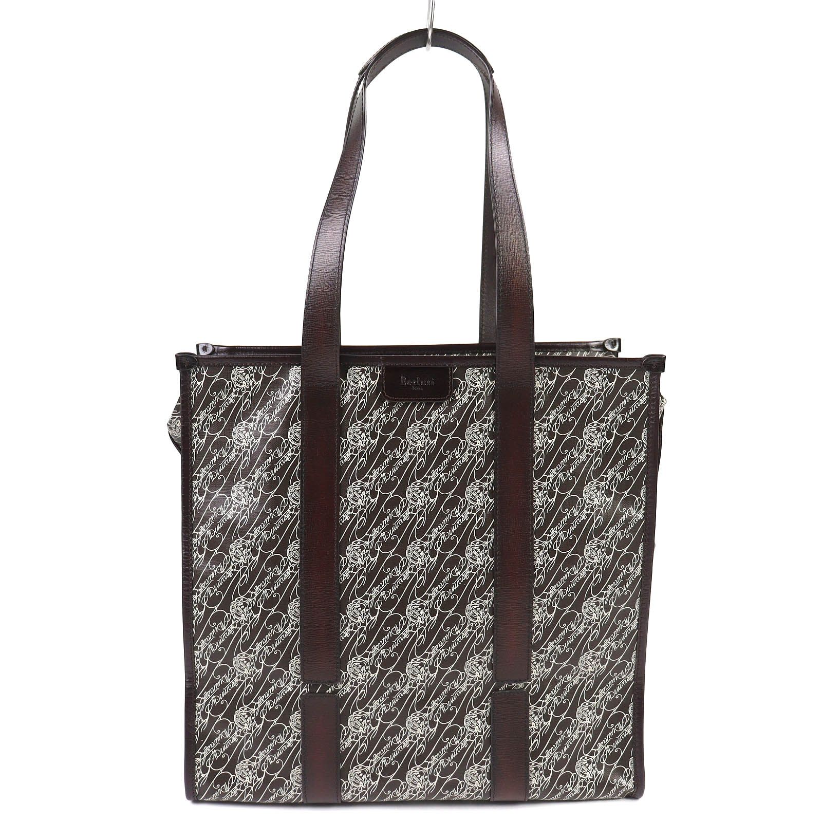 △Berluti ベルルッティ カバ ドゥ ヴォヤージュ レザー トワル マルブフ トートバッグ ダークブラウン 保存袋付き イタリア製 メンズ