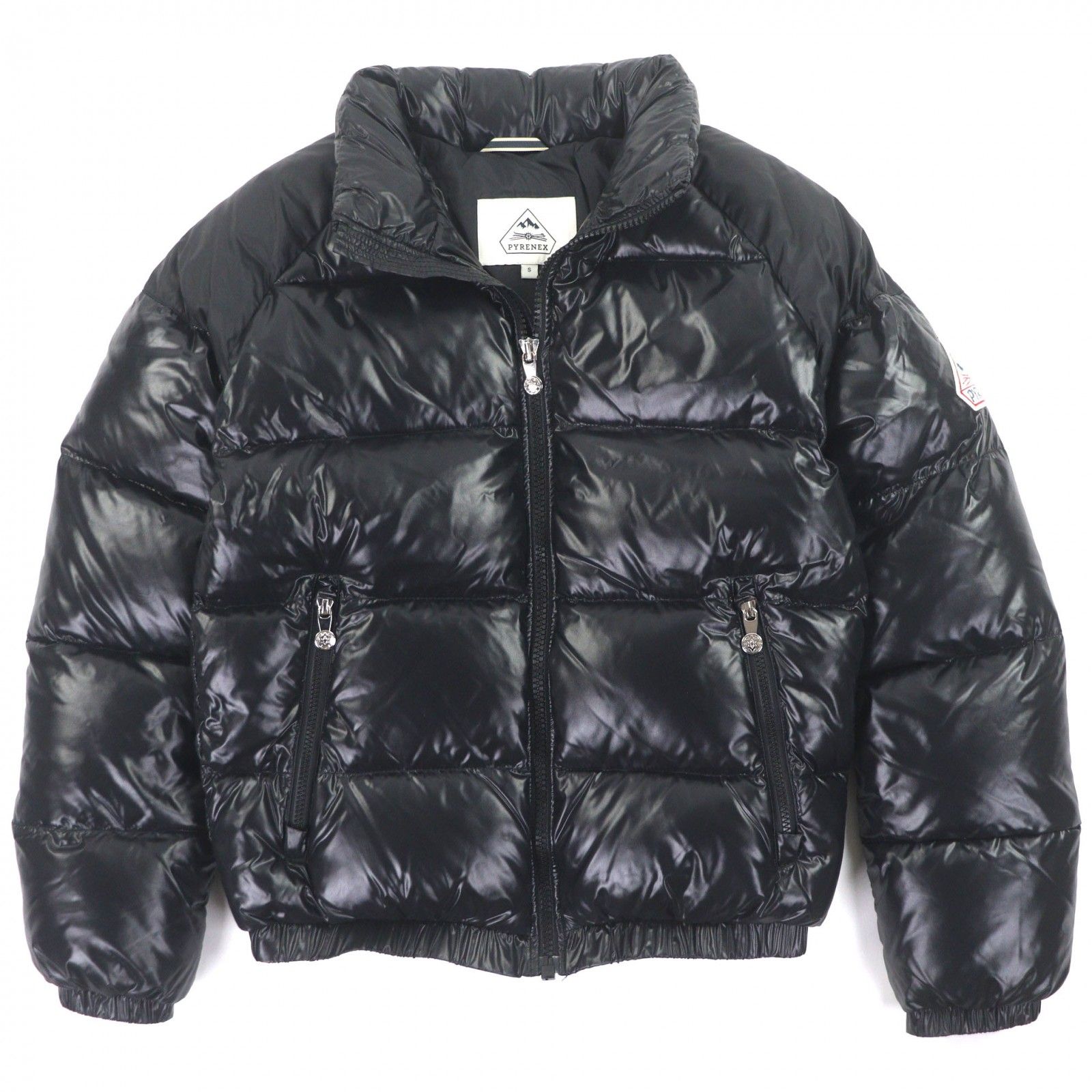 Pyrenex ピレネックス VINTAGE MYTHIC ヴィンテージ ミシック ロゴワッペン付き フード入り ジップアップ ダウンジャケット ブラック S メンズ