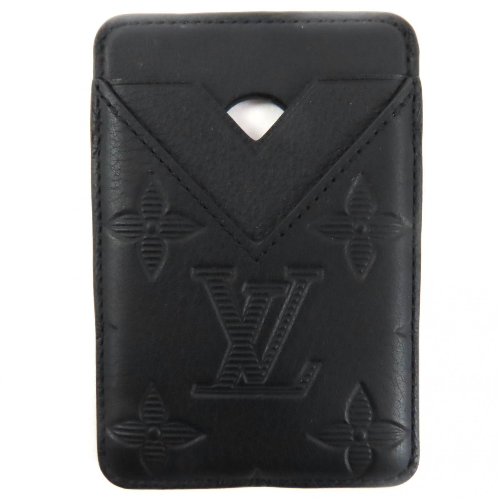 LOUIS VUITTON ルイヴィトン M 26738 ポルト カルト･マグネット モノグラムシャドウ レザー パスケース カードケース ブラック 保存袋付き イタリア製 レディース 定価77 000円