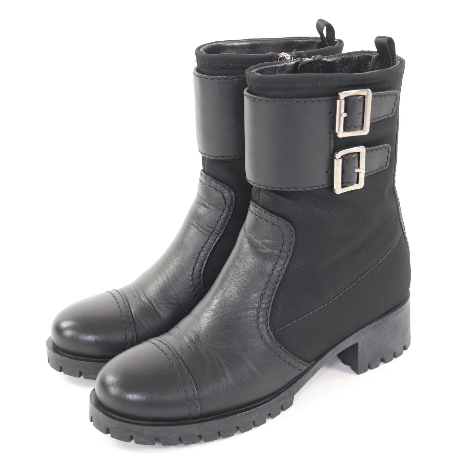 美品◇PRADA プラダ 3T6109 アンクルベルト レザー ナイロン ショート