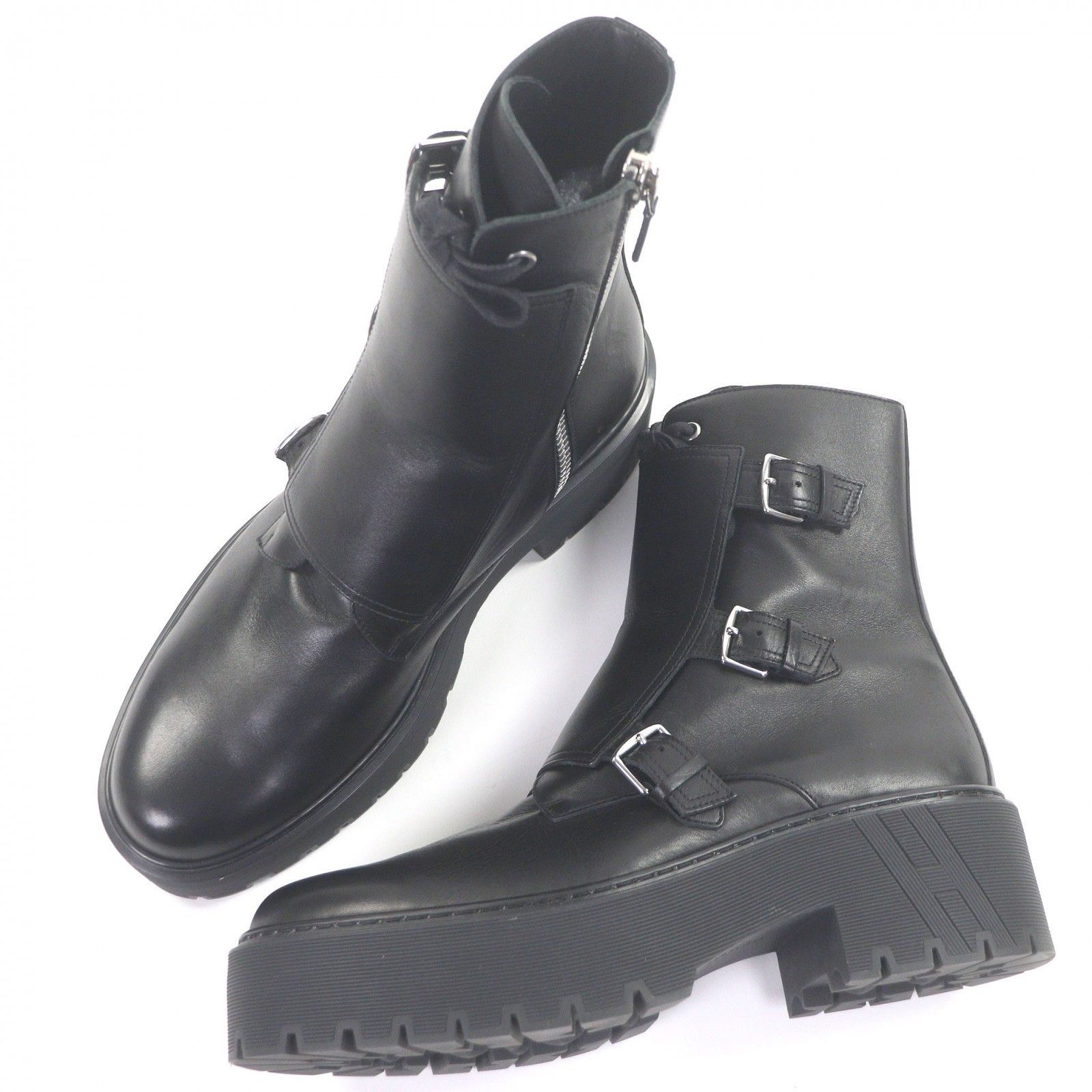 極美品□HERMES エルメス Hoodie レザー Hロゴ入り 厚底 レースアップ