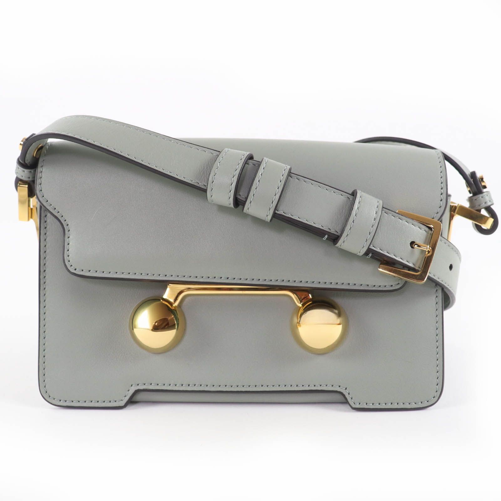 MARNI マルニ TRUNKAROO レザー ミニ ショルダーバッグ グリーン系 ゴールド金具 保存袋付き イタリア製 レディース