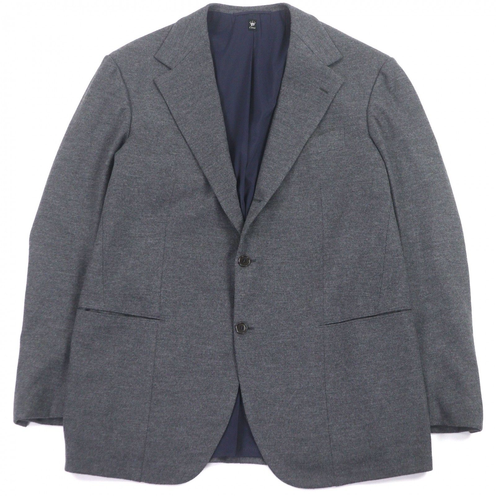 □Cicio チッチオ シングル ビスポークジャケット ブレザー テーラードジャケット グレー XLサイズ相当 ハンガー付き メンズ