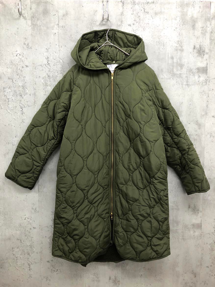 Emma Taylor エマテイラー 美シルエット 3 way キルティングフード コート size 36|カーキ ◆ ◎レディース