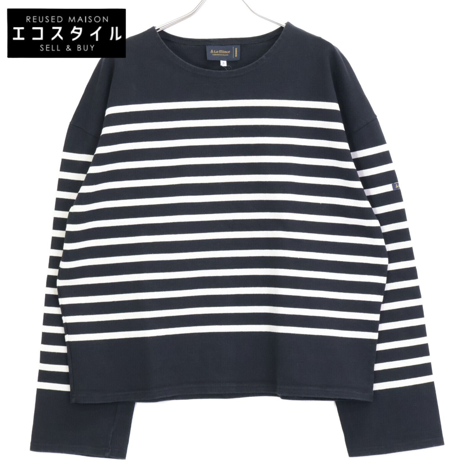 Le minor ルミノア × ×UR 25 SS ﾌﾞﾗｯｸ ｺｯﾄﾝ ﾎﾞｯｸｽｼﾙｴｯﾄﾎﾞｰﾀﾞｰﾊﾞｽｸｼｬﾂ 3