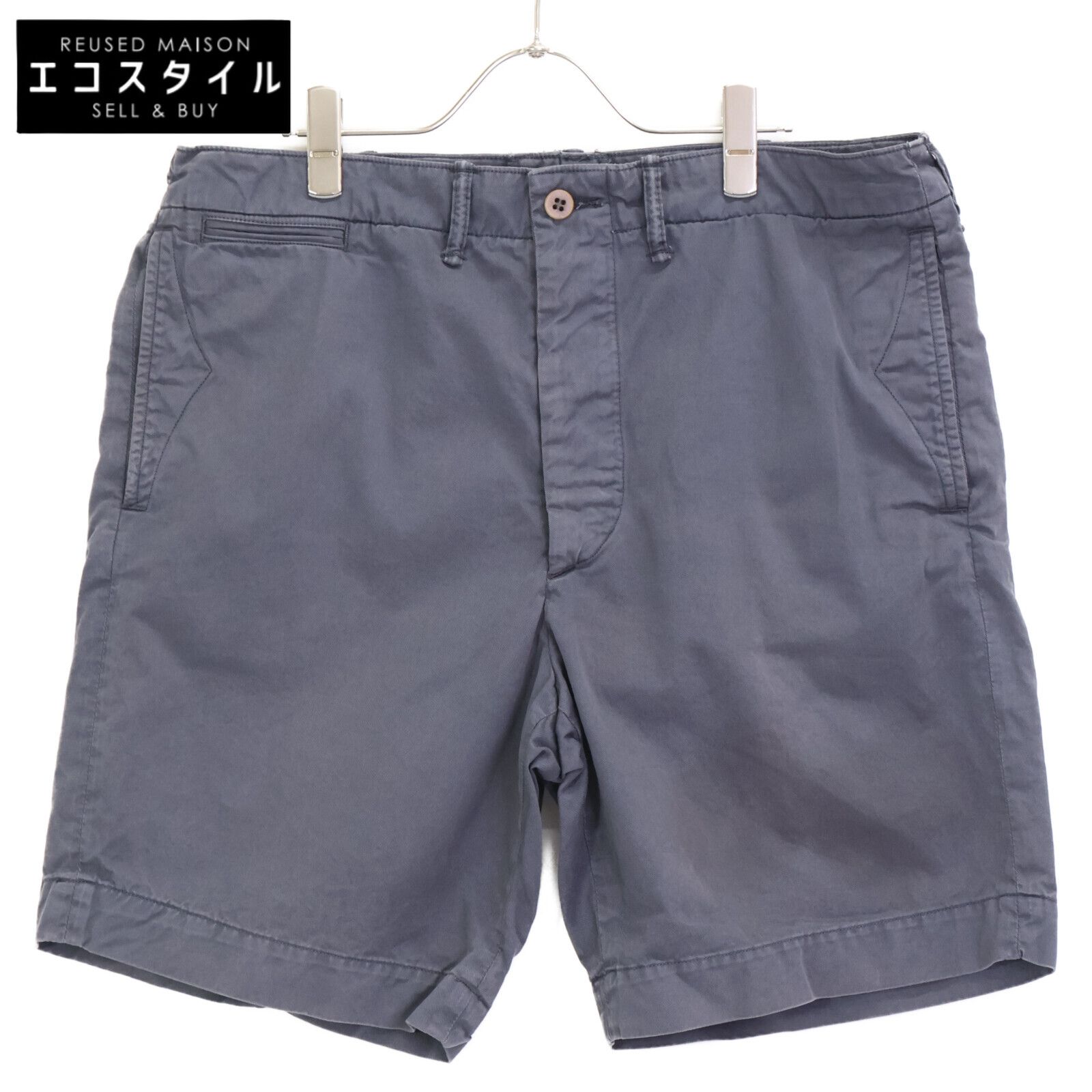 RRL ダブルアールエル ｸﾞﾚｰ ｺｯﾄﾝ ﾎﾞﾀﾝﾌﾗｲ ｼｮｰﾂ 34