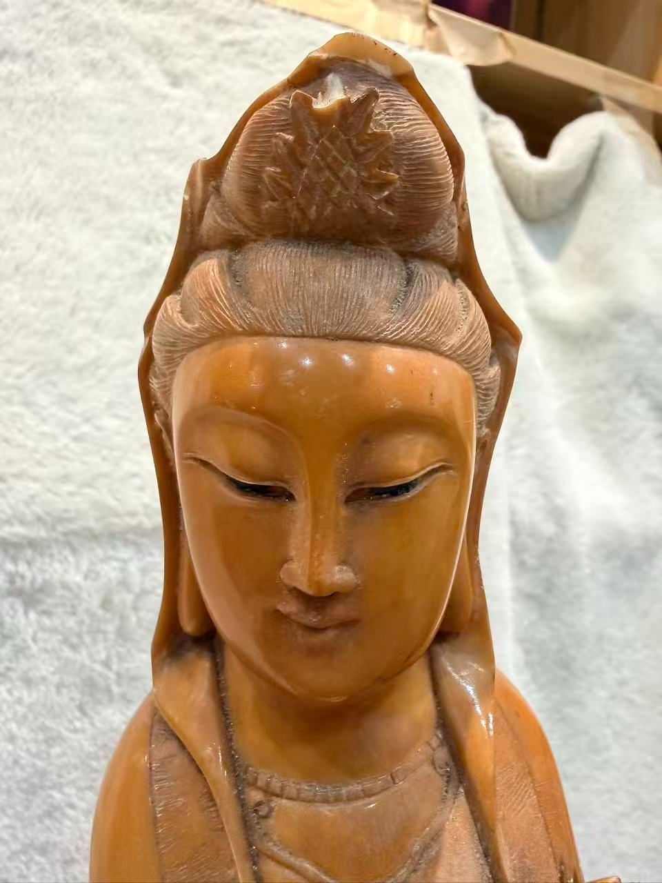 観音像 魚籃観音 樹脂製 置物 仏教美術 仏像 縁起物 彫刻風