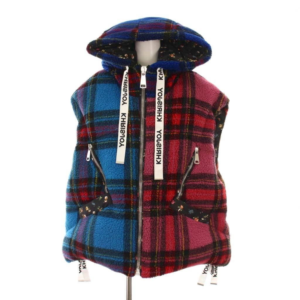 KHRISJOY クリスジョイ　チェック柄 フリースダウンベスト 新品未使用 クリスジョイ KHRISJOY フリース ダウンベスト タータンチェック 裏地