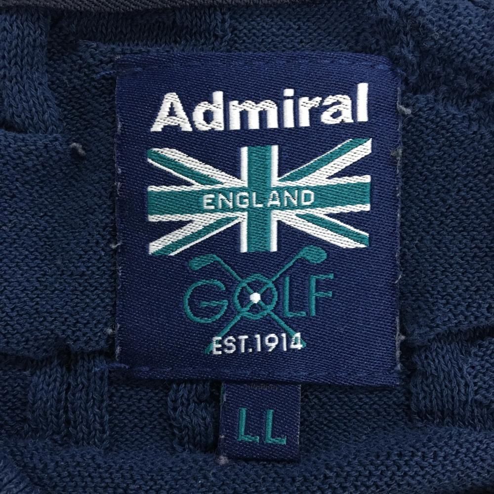 【新品未使用】Admiral ゴルフウェア　ニット　セーター LL ネイビー アドミラル セーター ネイビー 総柄織生地 ロゴ白 Vネック ニット