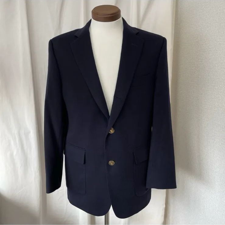 【美品】ブルックスブラザーズ カシミヤ100% 紺ブレ 金ボタン 裏地ロゴ柄 L 美品】ブルックスブラザーズ 紺ブレ 金ボタン Lサイズ カシミヤ混 ロゴ