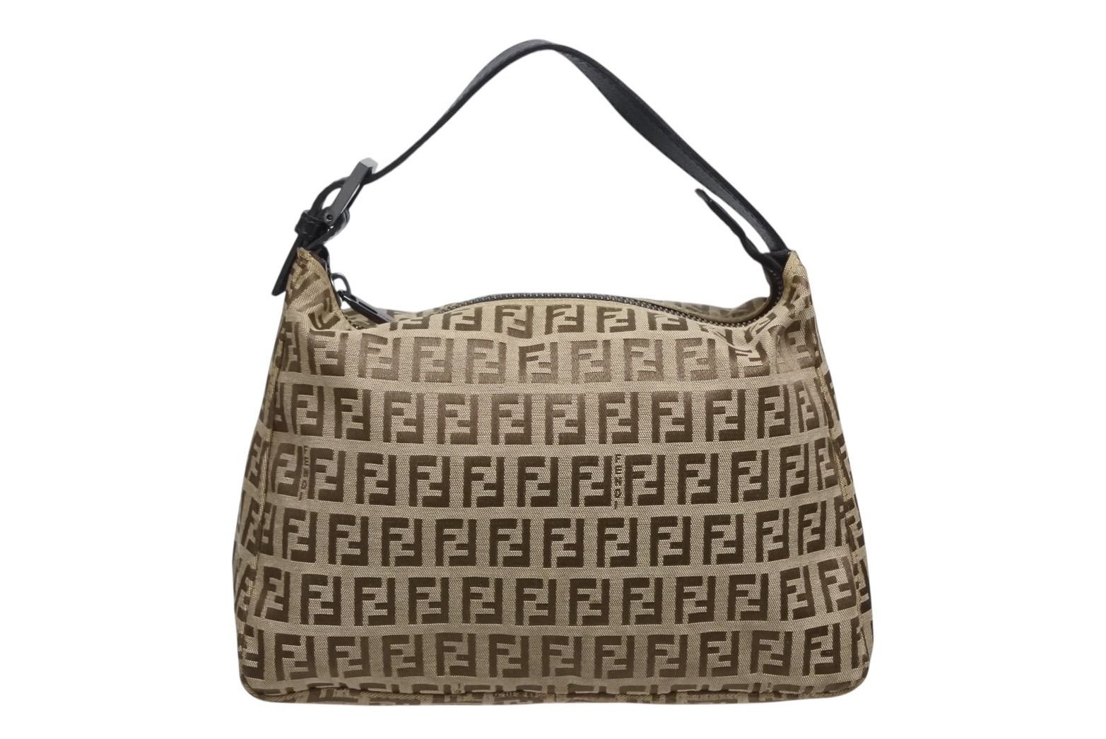 FENDI フェンディ ハンドバッグ 8 N 0005 ズッキーノ柄 総柄 キャンバス レザー ベージュ ブラウン ガンメタ金具 4 b 011262