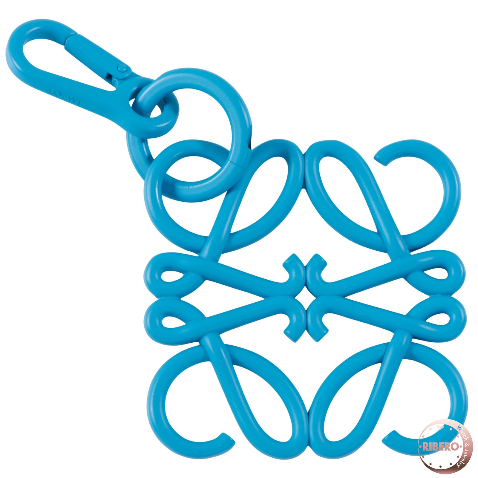 LOEWE ロエベ アナグラム チャーム キーホルダー キーリング メタル ブルー